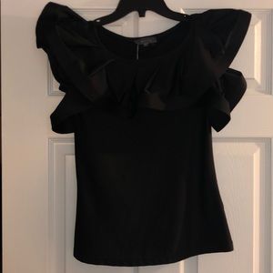 Black off the shoulder ruffle top